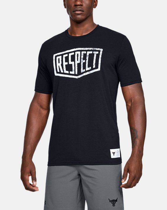 Men's Project Rock Graphic Respect Short Sleeve in Black image number 0